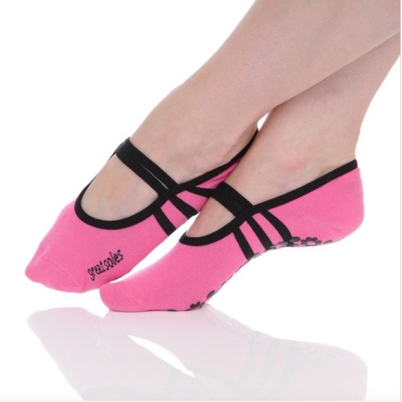 Great Soles Ballet Non Slip Grip Socks for Barre Pilates Yoga Pink Black - Picture 2 of 9